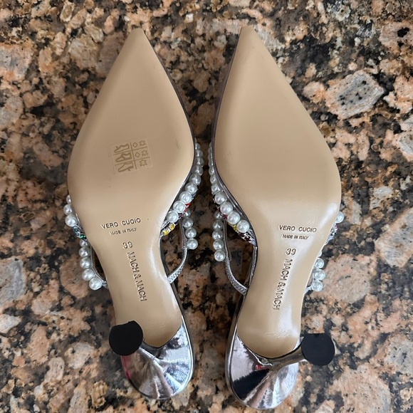 Mach & Mach Diamond of Elizabeth Imitation Pearl Pointed Toe Mule - Picture 11 of 12